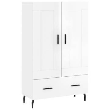 Elegant Highboard in High Gloss White | 69.5x31x115 cm