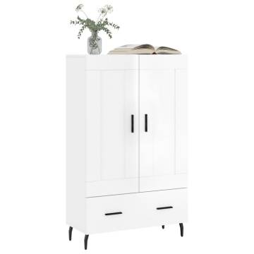 Elegant Highboard in High Gloss White | 69.5x31x115 cm