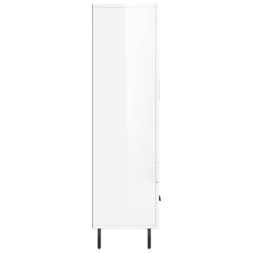 Elegant Highboard in High Gloss White | 69.5x31x115 cm