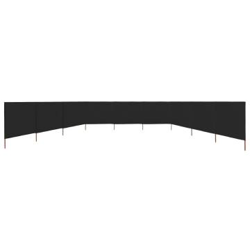 Durable 9-Panel Wind Screen Fabric 1200x80 cm - Black