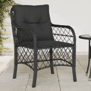 Comfortable Black Poly Rattan Garden Chairs with Cushions