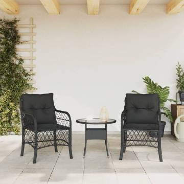 Comfortable Black Poly Rattan Garden Chairs with Cushions