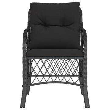 Comfortable Black Poly Rattan Garden Chairs with Cushions