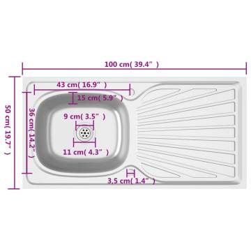 Kitchen Sink with Drainer Set - Stainless Steel 1000x500 mm