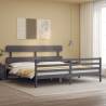 Bed Frame with Headboard Grey 200x200 cm Solid Wood Colour grey Size 200 x 200 cm Model low 