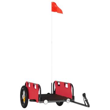 Bike Trailer - Red Oxford Fabric & Iron for Easy Transport