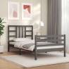 Bed Frame with Headboard Grey 90x200 cm Solid Wood Colour grey Size 90 x 200 cm 