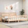 Bed Frame with Headboard 200x200 cm Solid Wood Colour natural Size 200 x 200 cm 