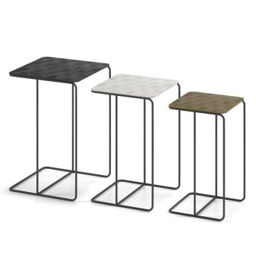 Rousseau 3 Piece Side Table Set - Multicolour Metal Accent Tables