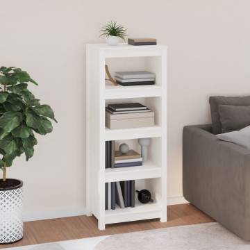 Stylish White Book Cabinet - Solid Pine Wood 50x35x125.5 cm