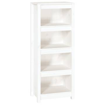 Stylish White Book Cabinet - Solid Pine Wood 50x35x125.5 cm