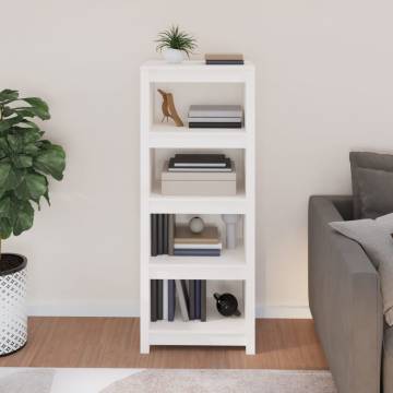 Stylish White Book Cabinet - Solid Pine Wood 50x35x125.5 cm