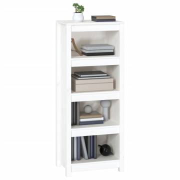 Stylish White Book Cabinet - Solid Pine Wood 50x35x125.5 cm