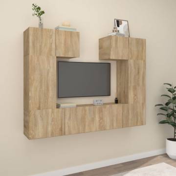 6 Piece Sonoma Oak TV Cabinet Set | Stylish & Practical Design