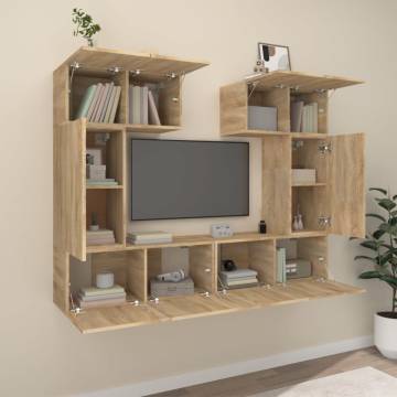 6 Piece Sonoma Oak TV Cabinet Set | Stylish & Practical Design