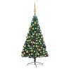 Artificial Half Pre-lit Christmas Tree with Ball Set Green 180 cm Colour green and gold Size 180 x 110 cm Quantity in Package 1 Number of Branch Tips 