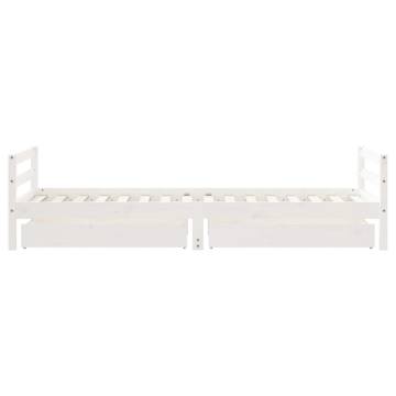 Kids Bed Frame with Drawers - White 90x200 cm Solid Pine