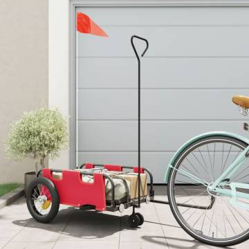 Bike Trailer - Red Oxford Fabric & Iron Construction | HipoMarket