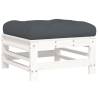 Garden Footstools with Cushions - 2pcs White Pine Wood