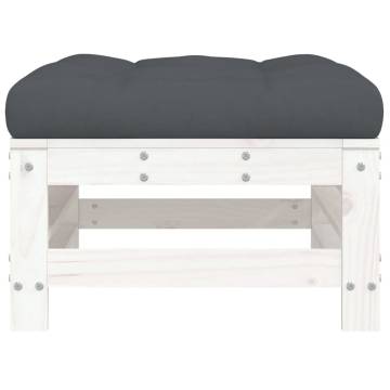 Garden Footstools with Cushions - 2pcs White Pine Wood