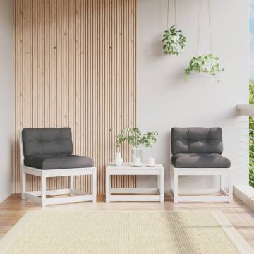 Stylish Garden Sofas with Cushions - White Solid Pine