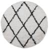 Shaggy Modern Rug Ø 160 cm - Cream & Black High Pile