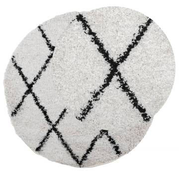 Shaggy Modern Rug Ø 160 cm - Cream & Black High Pile