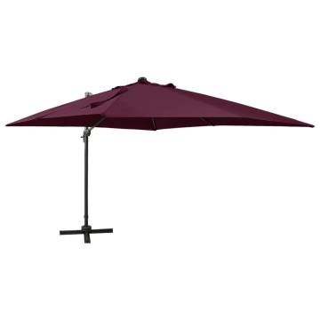 Cantilever Umbrella with LED Lights - Bordeaux Red 300 cm