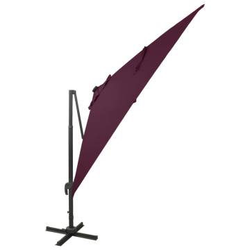 Cantilever Umbrella with LED Lights - Bordeaux Red 300 cm