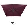 Cantilever Umbrella with LED Lights - Bordeaux Red 300 cm