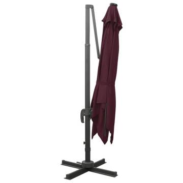 Cantilever Umbrella with LED Lights - Bordeaux Red 300 cm