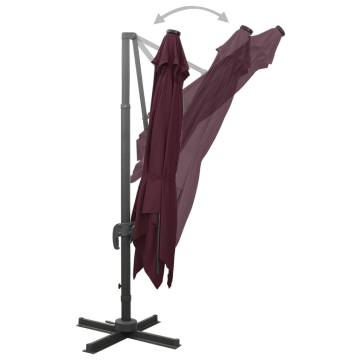 Cantilever Umbrella with LED Lights - Bordeaux Red 300 cm