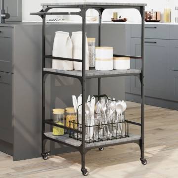 Kitchen Trolley Grey Sonoma | 60.5x50x105 cm | HipoMarket