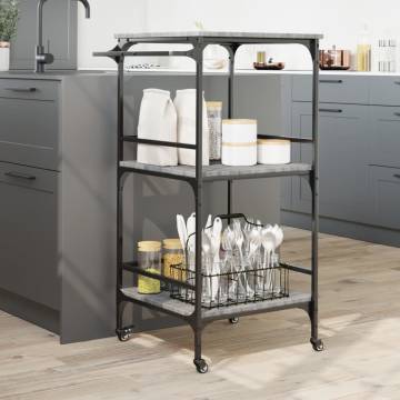 Kitchen Trolley Grey Sonoma | 60.5x50x105 cm | HipoMarket