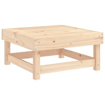 Garden Footstool with Cushion - Solid Pine Wood | Hipomarket