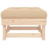 Garden Footstool with Cushion - Solid Pine Wood | Hipomarket