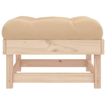 Garden Footstool with Cushion - Solid Pine Wood | Hipomarket