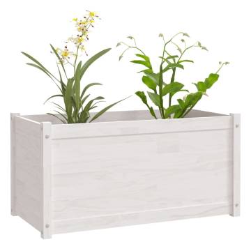 White Solid Pinewood Garden Planters - 2 pcs 100x50x50 cm