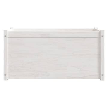 White Solid Pinewood Garden Planters - 2 pcs 100x50x50 cm