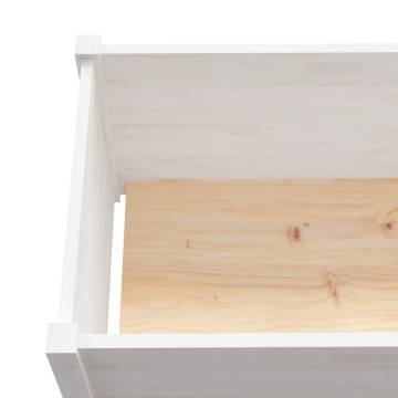 White Solid Pinewood Garden Planters - 2 pcs 100x50x50 cm