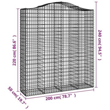 Arched Gabion Basket 200x50x220/240 cm – Durable Garden Barrier