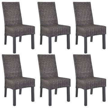 Dining Chairs Set of 6 - Kubu Rattan & Mango Wood