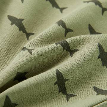 Kids' Light Khaki Shark Print Shorts with Drawstring - Size 104