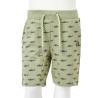 Kids' Light Khaki Shark Print Shorts with Drawstring - Size 104