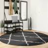 Shaggy Rug High Pile Modern Black and Cream Ø 200 cm Colour black and cream Size Ø 200 cm 