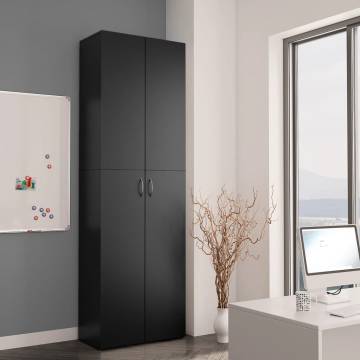 Elegant Black Office Cabinet - 60x32x190 cm | Hipomarket