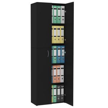 Elegant Black Office Cabinet - 60x32x190 cm | Hipomarket