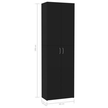 Elegant Black Office Cabinet - 60x32x190 cm | Hipomarket