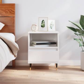 High Gloss White Bedside Cabinet 40x35x50 cm - HipoMarket