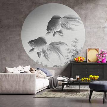 WallArt Wallpaper Circle - Two Goldfish 142.5 cm | Hipomarket